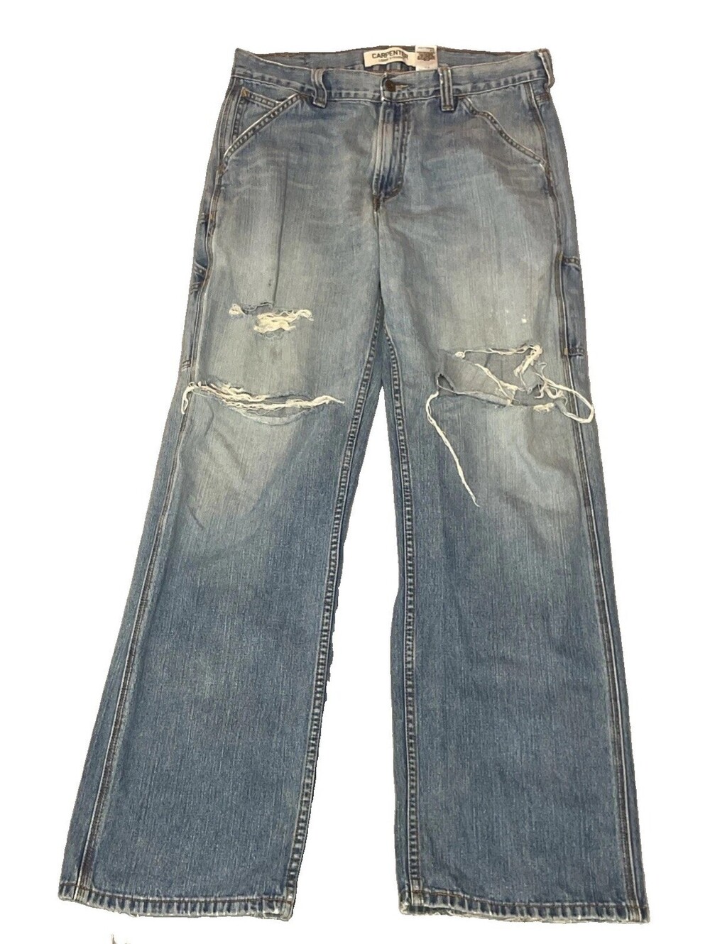 Levis Carpenter Loose Straight Denim Blue Jeans Mens 34x33 Baggy Y2K Distress